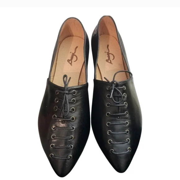 Bangi Handmade Leather Black Lace Up Shoes Size 38 - Picture 6 of 6